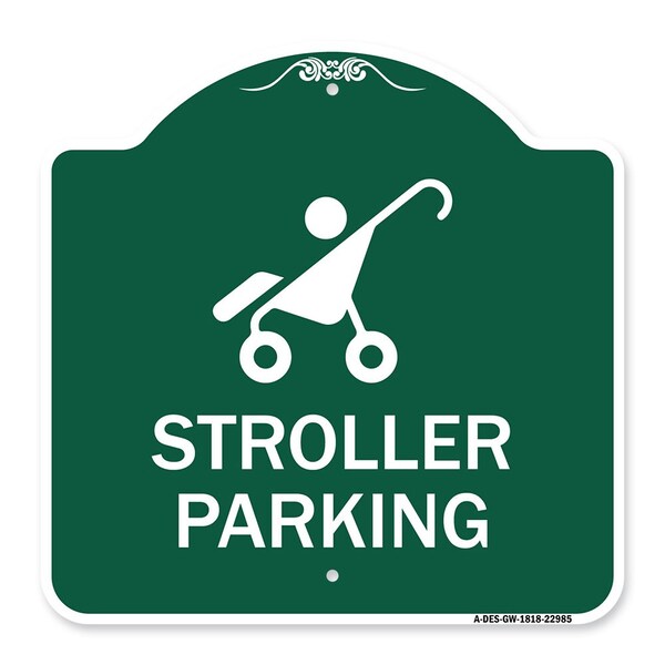 Signmission Reserved Stroller Parking W/ Graphic, Green & White Aluminum Sign, 18" x 18", GW-1818-22985 A-DES-GW-1818-22985 - main